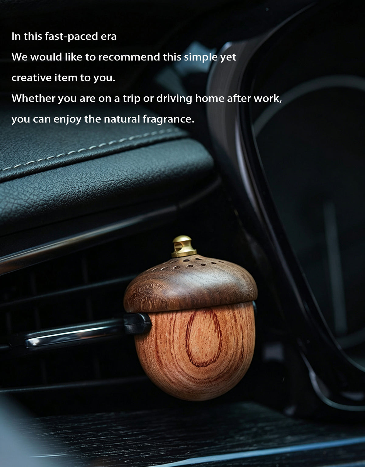 Solid Wood Nut-Shaped Car Air Freshener