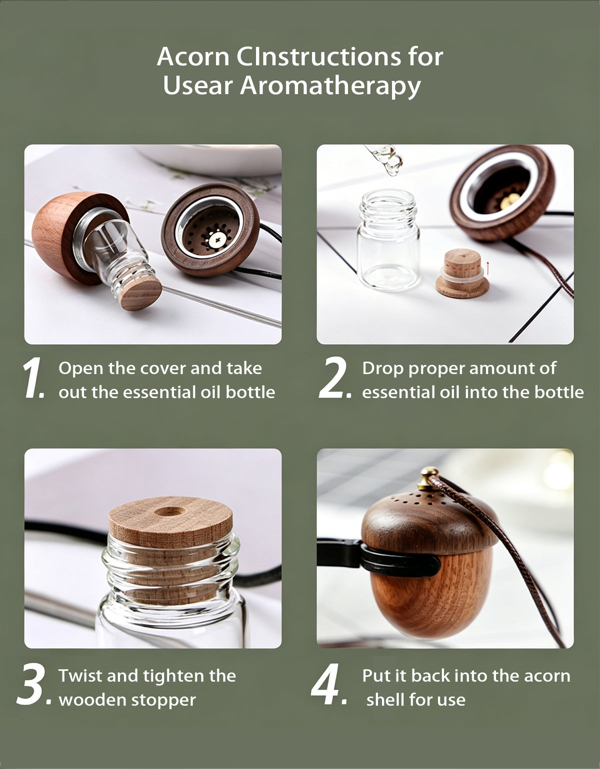 Solid Wood Nut-Shaped Car Air Freshener