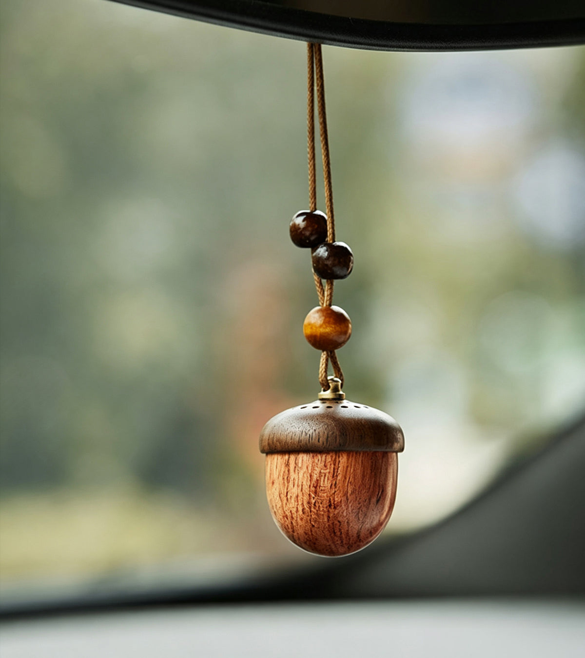 Solid Wood Nut-Shaped Car Air Freshener