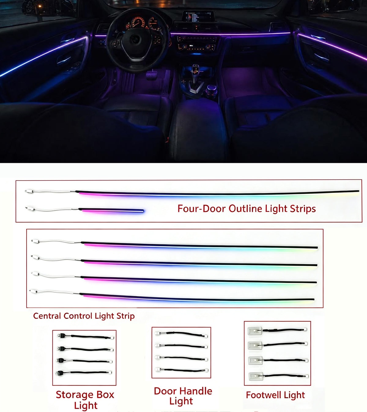 Universal 256-Color Car Ambient Lighting Kit – Base Package