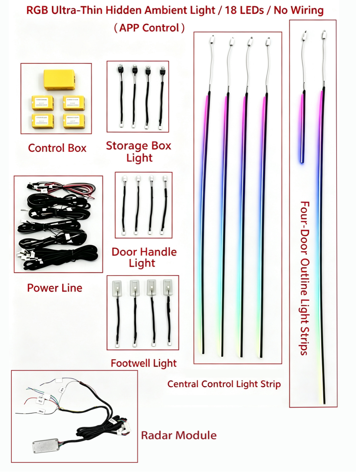 Universal Car Ambient Lighting Kit – Radar Warning Package