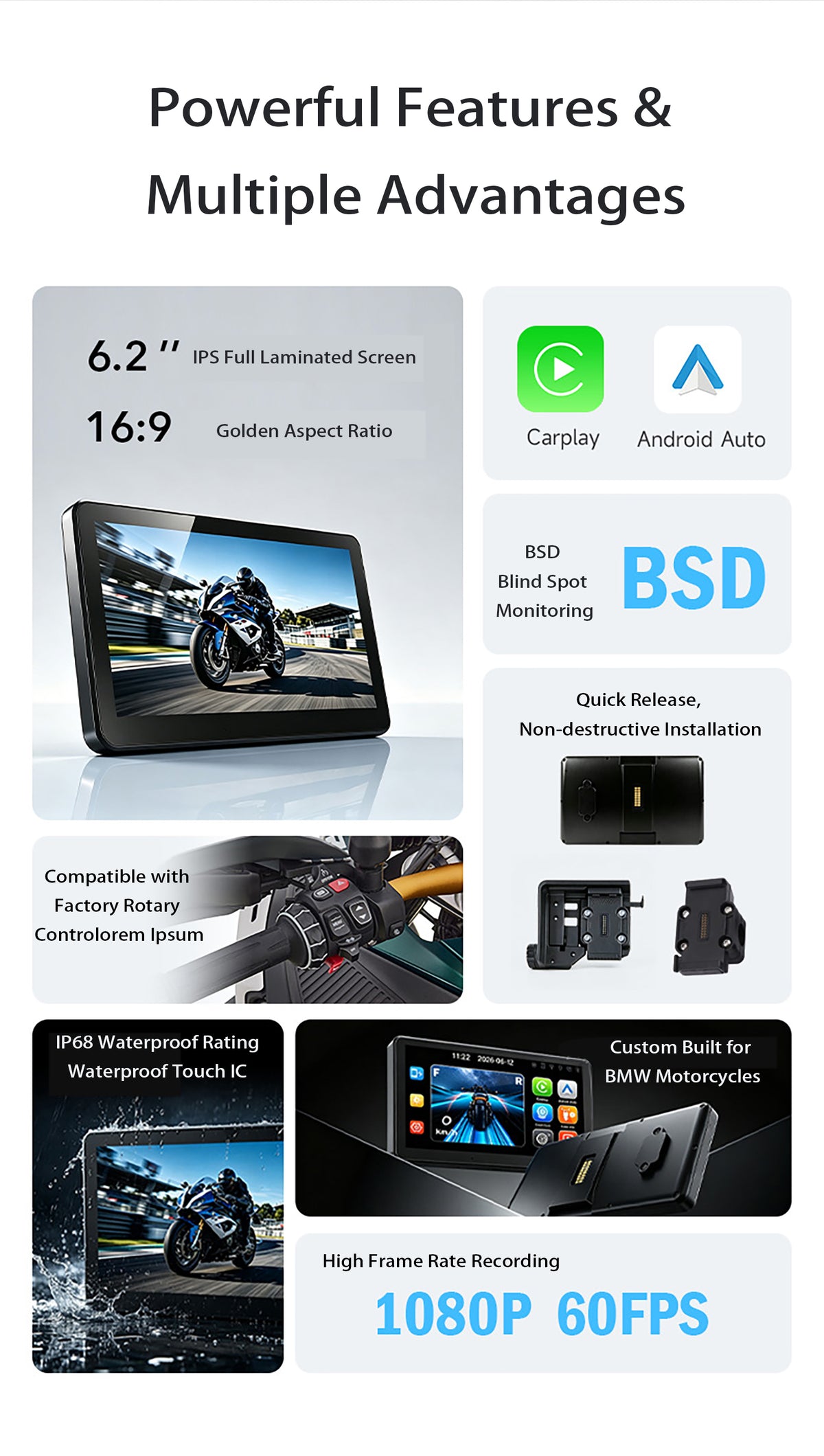 BMW Motorcycle 6.2" Smart Display V621 Ultra