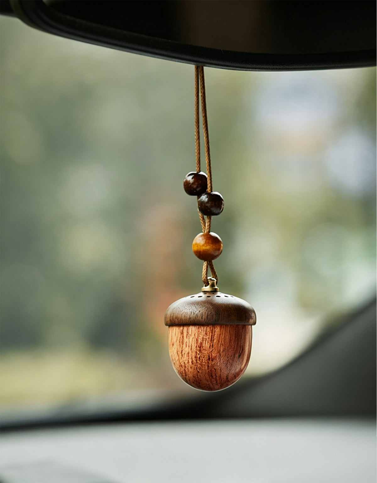 Solid Wood Nut-Shaped Car Air Freshener