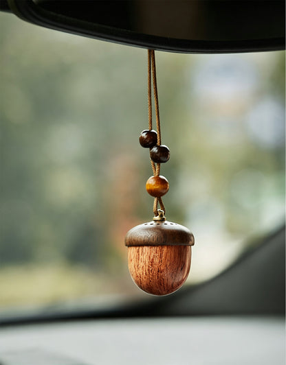 Solid Wood Nut-Shaped Car Air Freshener