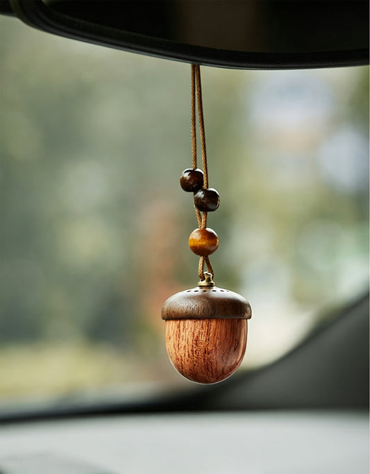 Solid Wood Nut-Shaped Car Air Freshener